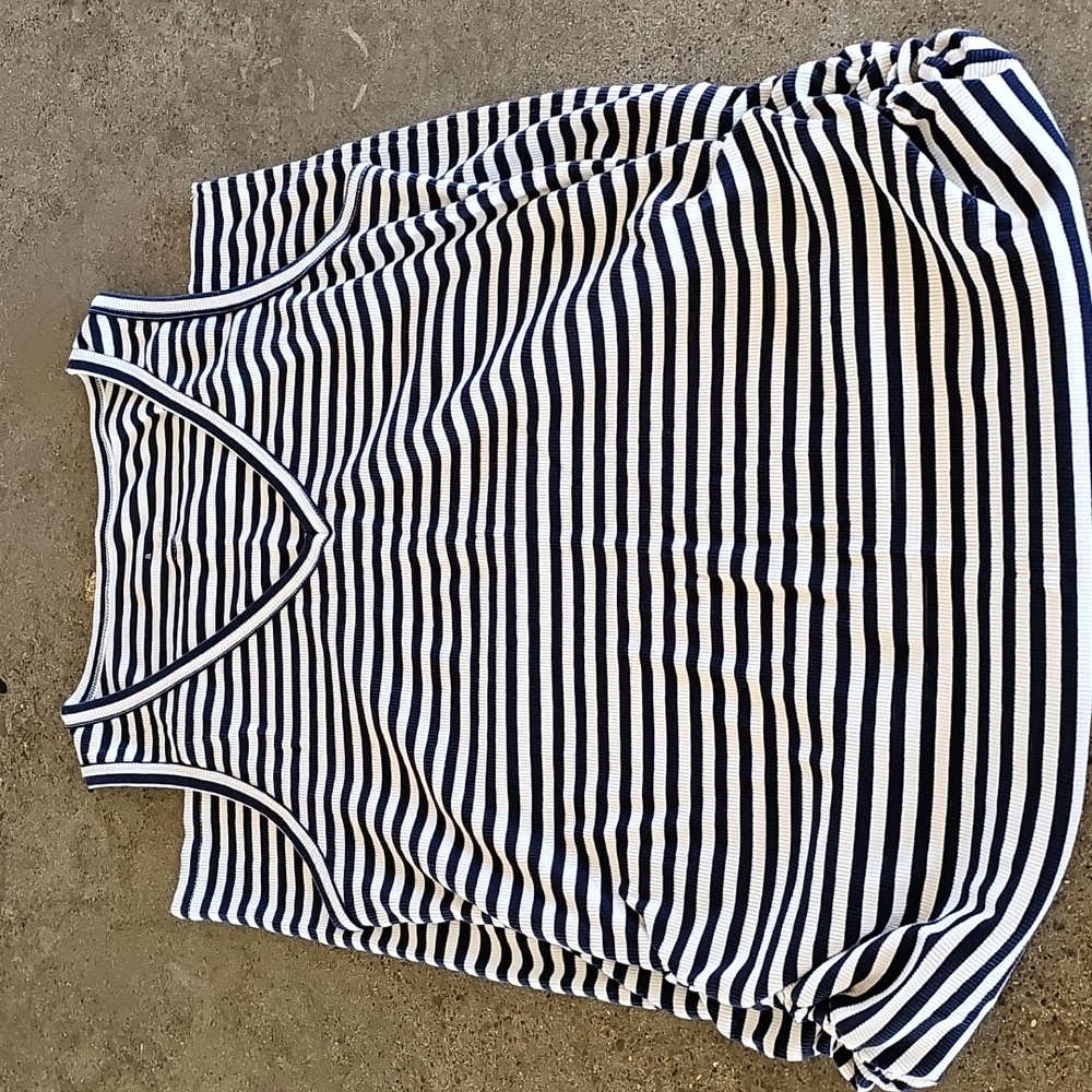 A New Day  Navy/White Striped Midi Dress